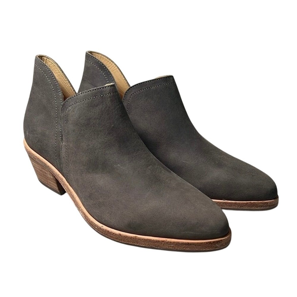 Nisolo‎ Mia Everyday Leather Ankle Booties Side V Cut Out Gray 8